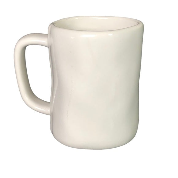 Rae Dunn “Be Curious” Ceramic Mug | White with Black Text | Farmhouse Decor