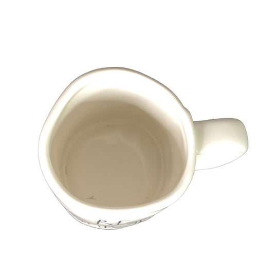 Rae Dunn “Be Curious” Ceramic Mug | White with Black Text | Farmhouse Decor